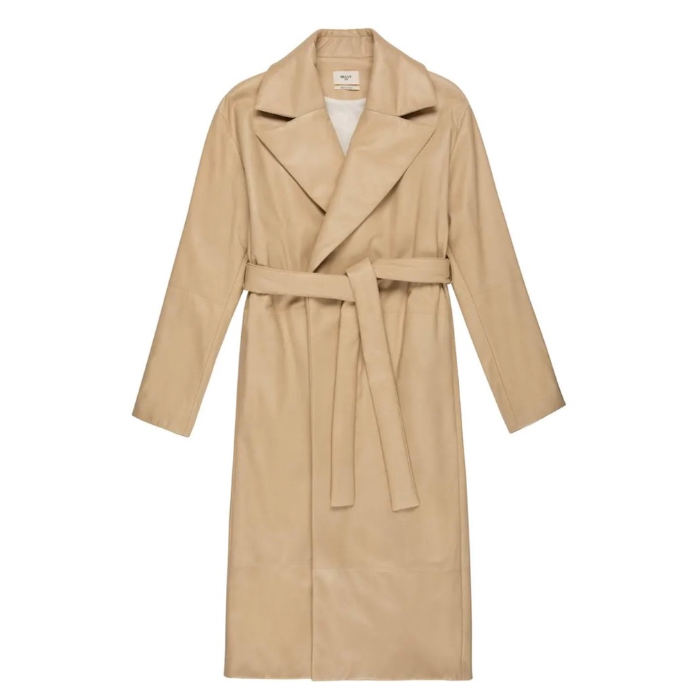 Bally Leather Coat In Beige